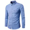 Mens Autumn Winter Slim Fit Oxford Lapel Shirt