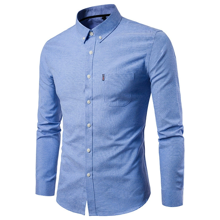 Mens Autumn Winter Slim Fit Oxford Lapel Shirt