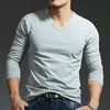 Mens Dark Grey V Neck Slim Base Layer Top
