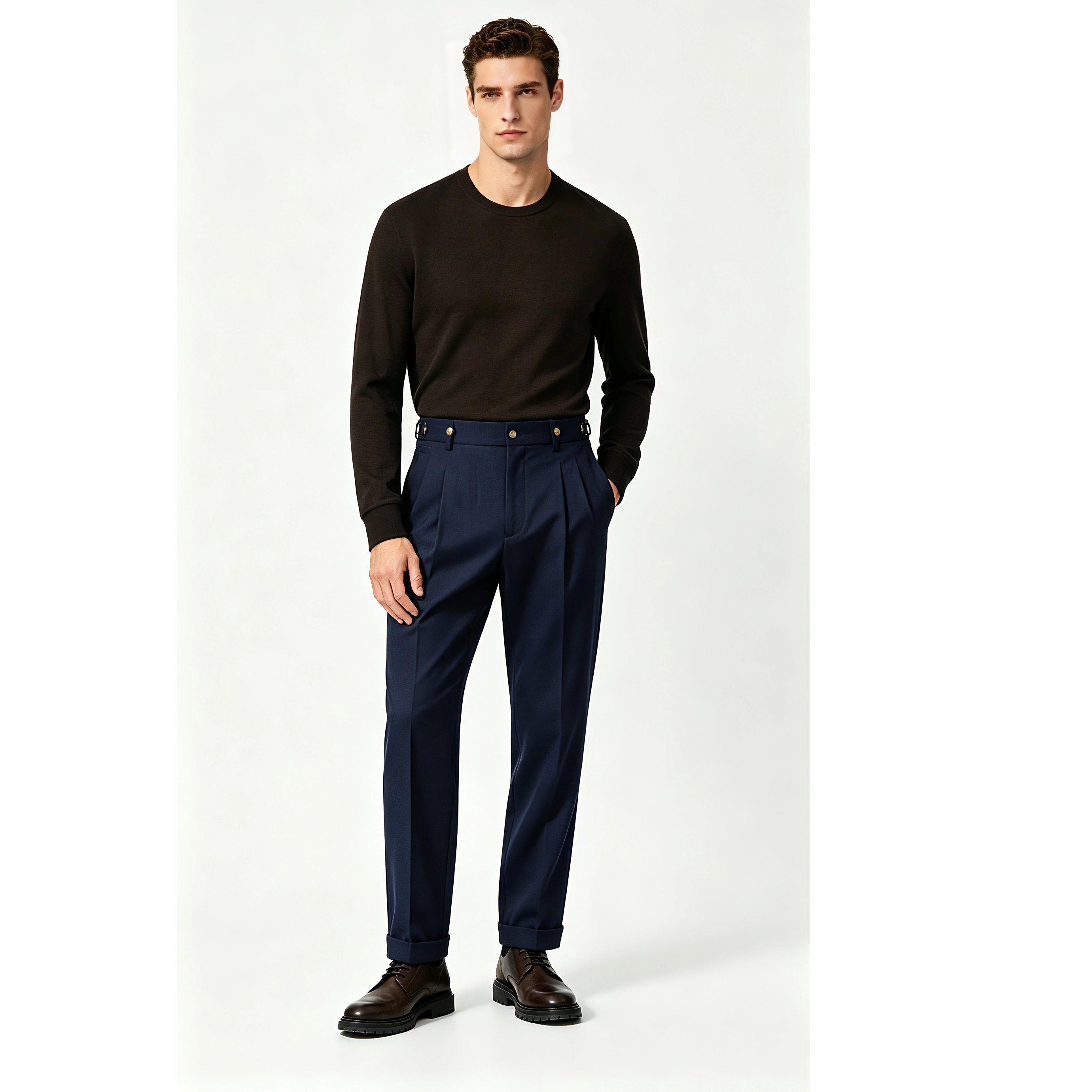 British Style High Waist Mens Dress Pants