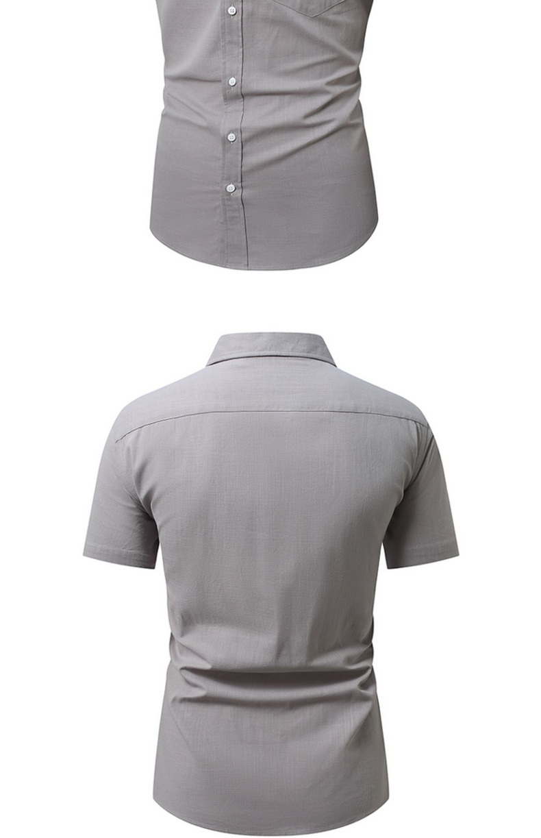 Mens Slub Cotton Short Sleeve Casual Shirt (4)