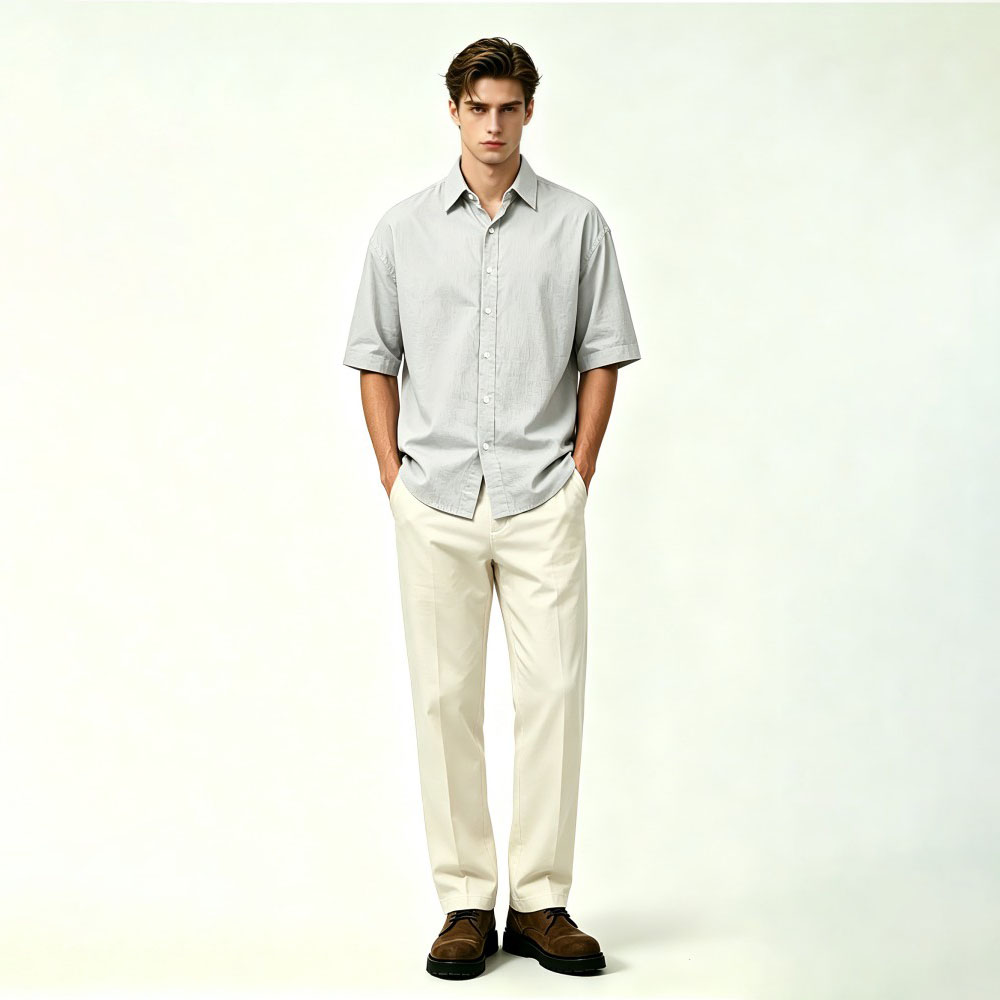Summer Loose Solid Casual Mens Shirt