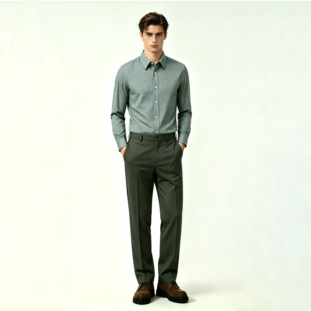 100% Cotton Long Sleeve Casual Wrinkle Free Shirt