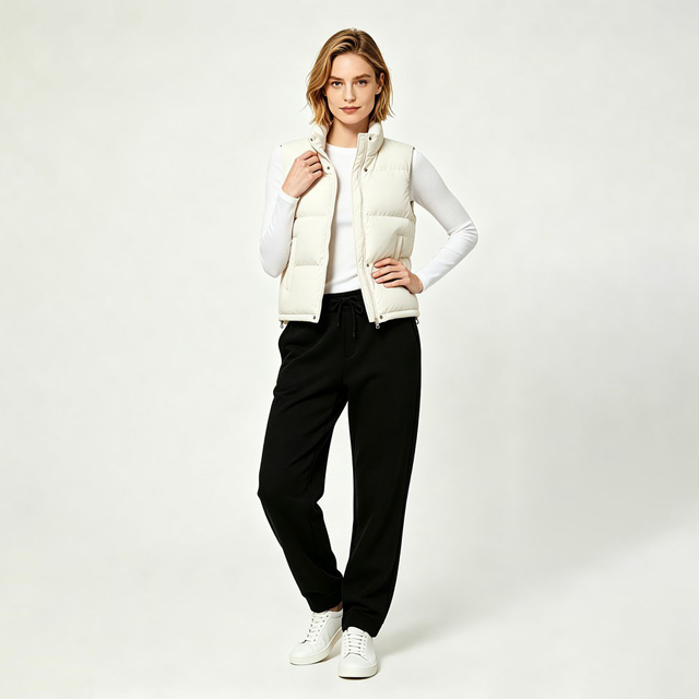 Stand-Up Collar Sleeveless Thermal Vest