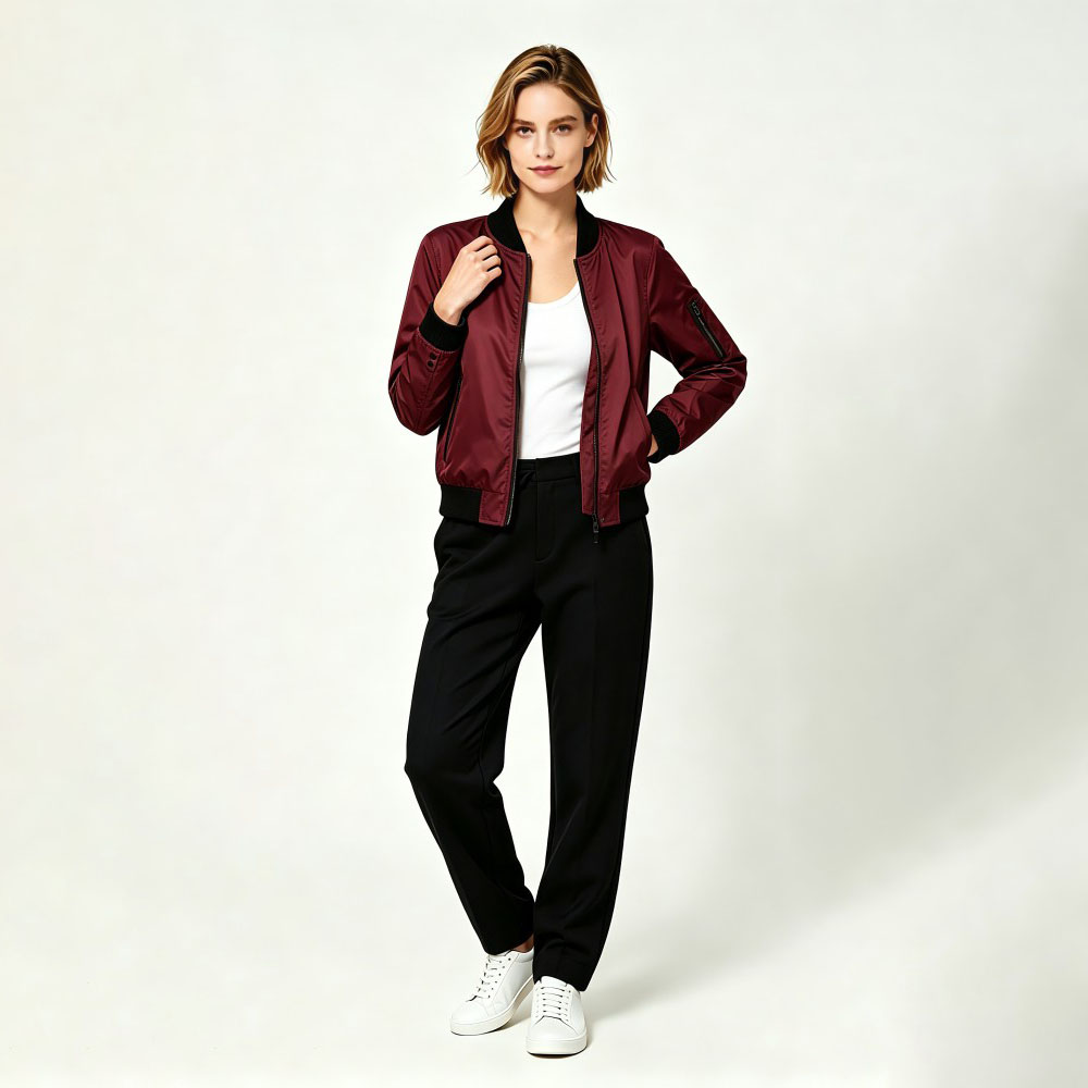 Women's Solid Zip Up Spring Autumn Jacket