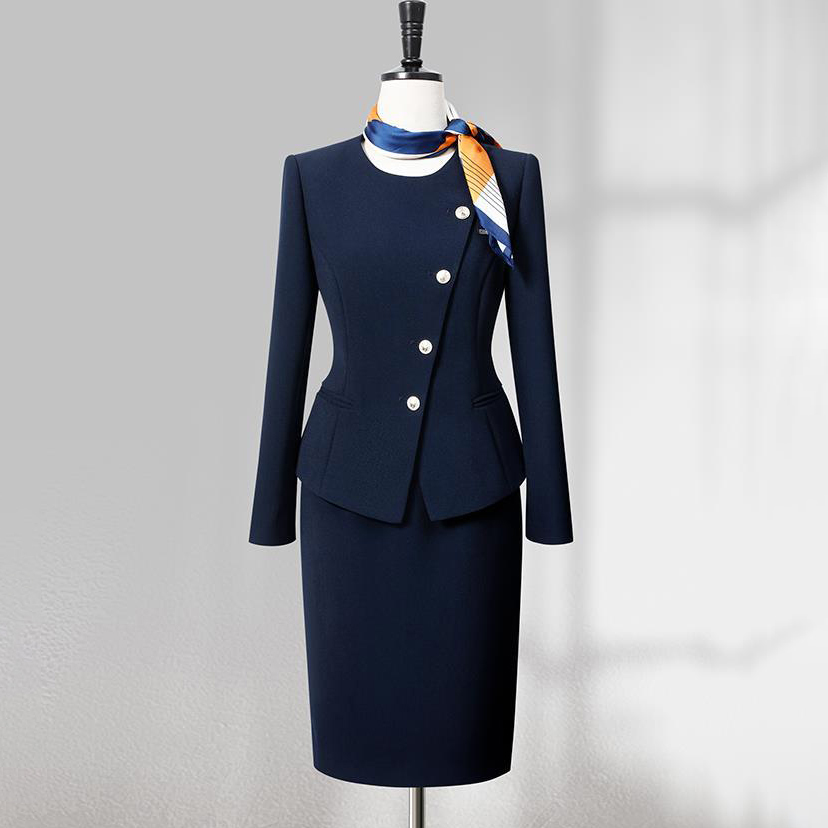 Navy Blue Flight Attendant Professional Suit Workwear