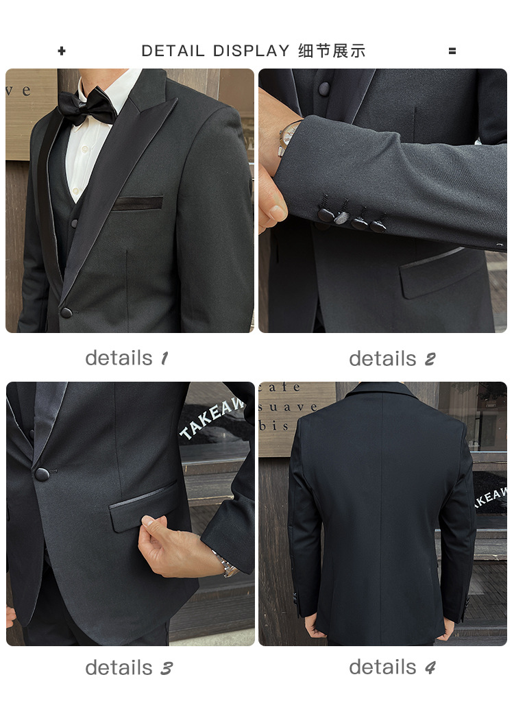 Black Slim Fit Double Breasted Suit (4)