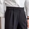 High Waist Pleated Business Mens Dress Pants