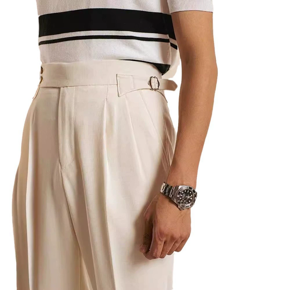 Mens Slim Fit Pleated Business Dress Pants