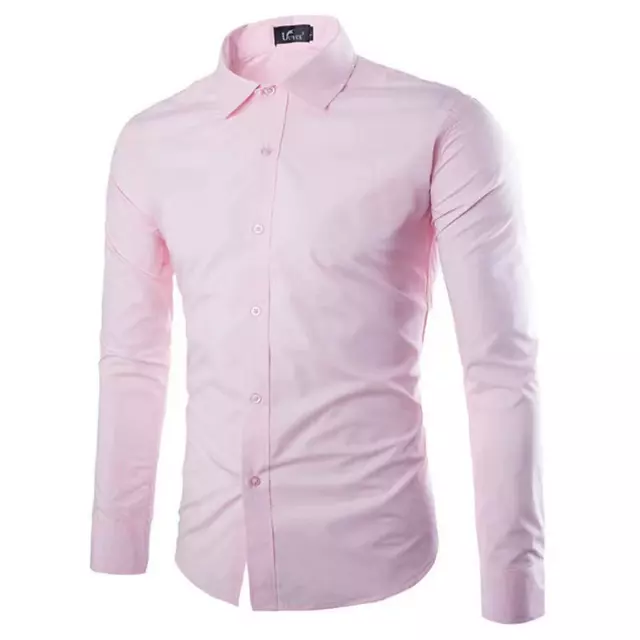 Mens Solid Wrinkle Resistant Casual Long Sleeve Shirt