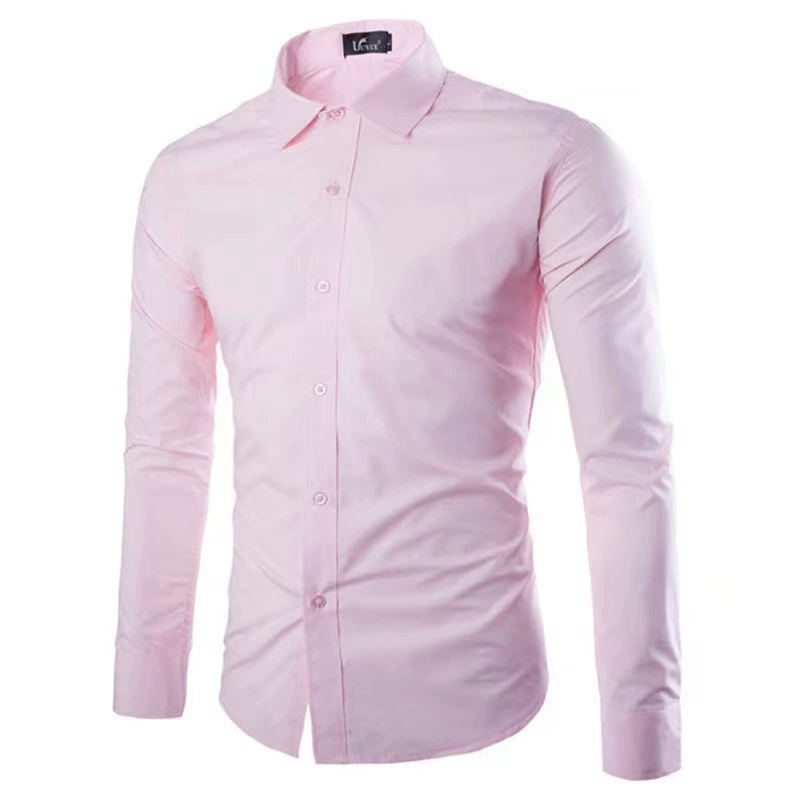 Mens Solid Wrinkle Resistant Casual Long Sleeve Shirt