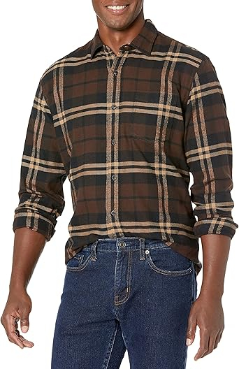 Mens Slim Fit Business Flannel Long Sleeve Shirt
