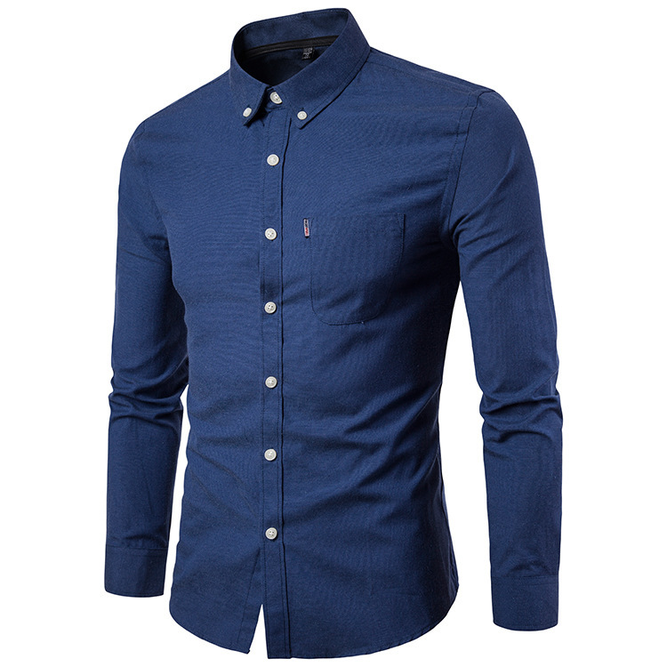 Mens Autumn Winter Slim Fit Oxford Lapel Shirt (2)