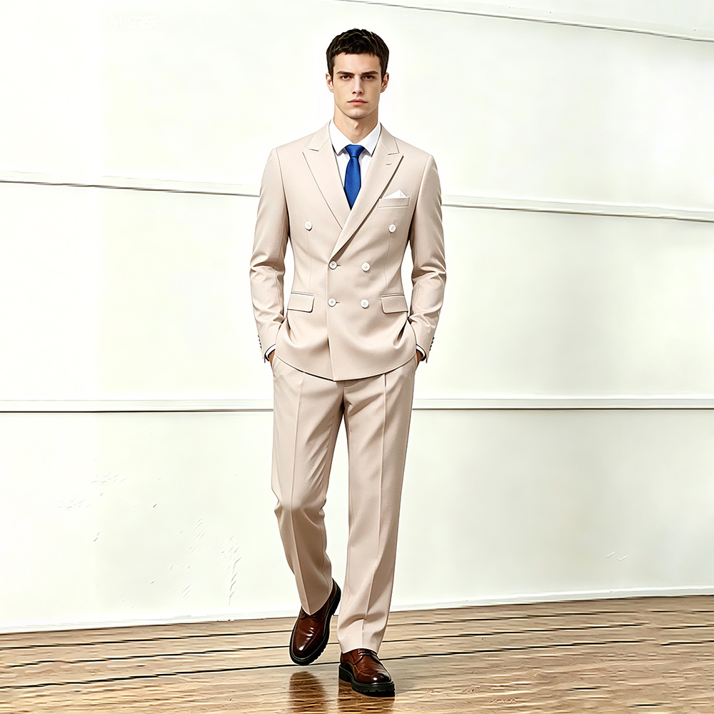 Mens Slim Double Breasted Two Piece Suit