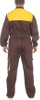 Mens Brown Yellow Multi Pocket Work Coveralls