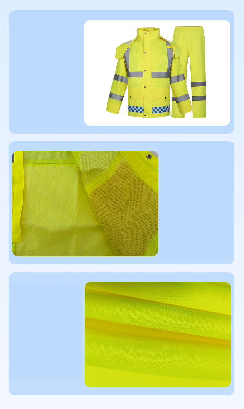 Fluorescent Yellow Waterproof Work Raincoat Set (1)