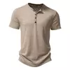 Mens Slub Cotton Henley Neck Polo Shirt