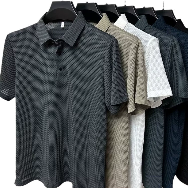 Mens Slim Solid Business Summer Polo Shirt