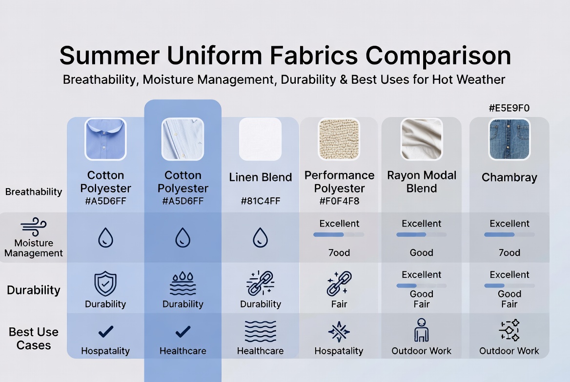 Summer Uniform Fabric Comparison Chart